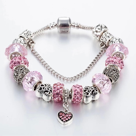 Jewelry - 925 Sterling Silver Rhinestone Charm Bracelet NEW